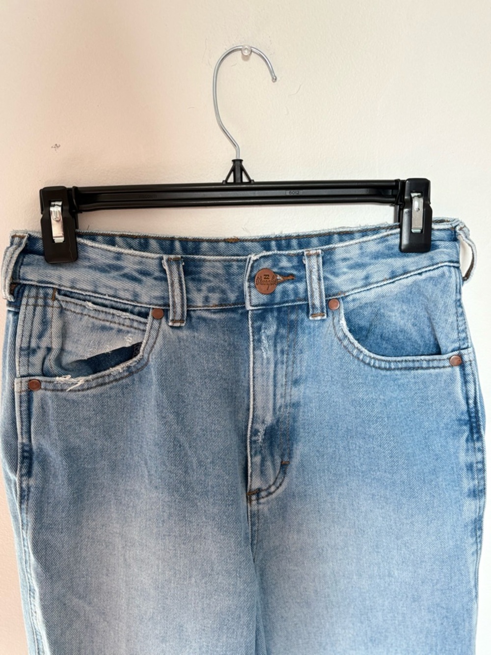 Wrangler x BILLABONG Patchwork Light Wash Denim Flare Jeans - Picture 2 of 5